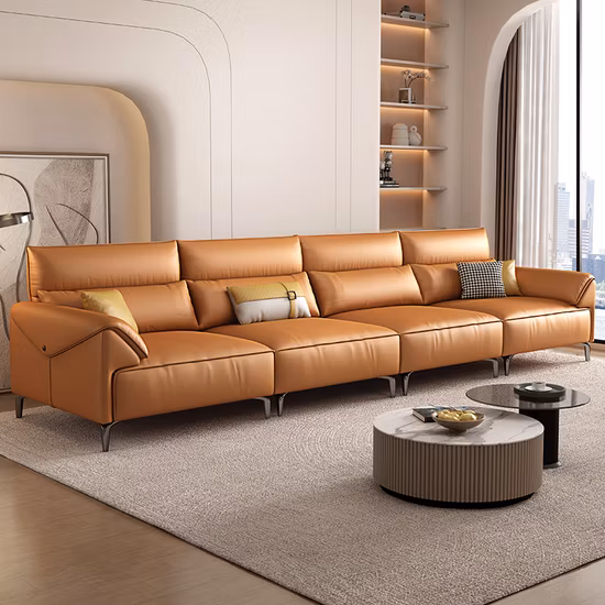 Divano componibile semplice e moderno per home office, divano componibile in vera pelle per mobili da soggiorno